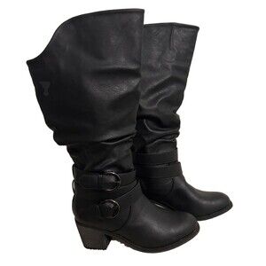 Journee Collection Women's 7WC Black Late Wide Calf Boot